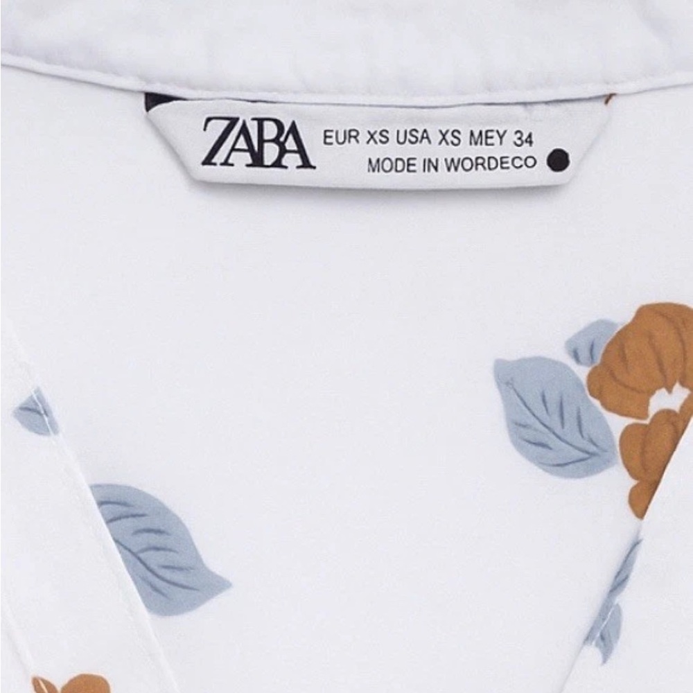 ZARA Printed White Midi Poplin Dress Size XS - Picture 4 of 4